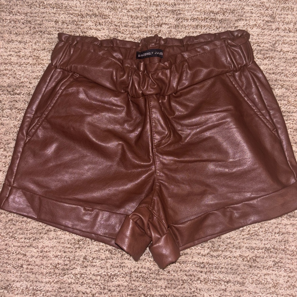 Sincerely Jules Chestnut Faux Leather Capelet